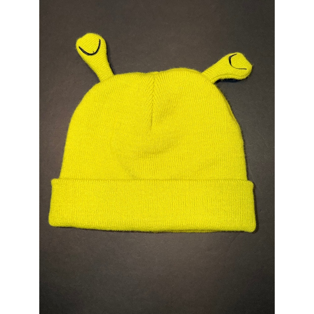 Dreamworks Shrek Ogre Ear Beanie Hat Lime Green Knit Cuffed Cap OSFM